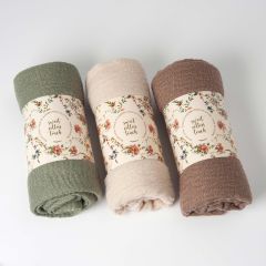 Pashmina verde, beige y marrón 180x90cm. min.3