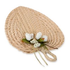 Paipay hoja palma adornado con portatarjetas 29x30cm.(aprox)