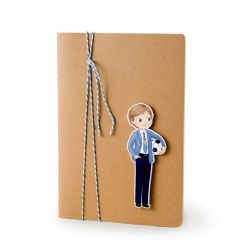 Libreta grande adornada niño Comunión con pelota