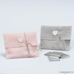 Guardatodo Corazón  rosa&gris 4 napolitanas 9x11cm,  min.2