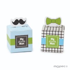 Caja papel bigote/pajarita "My Little Man",mínimo 24