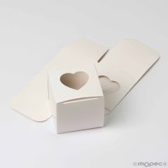 Cajita blanca con ventana transparente de corazón, 5cm
