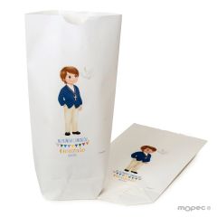 Bolsa papel blanco niño Comunión americana 12x21X5cm.,min.25