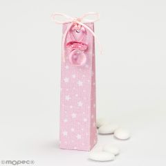Estuche rosa con 5 peladillas, estrellas y chupete, 14cm