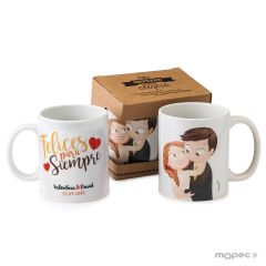 Taza cerámica novios Pop &Fun caricia con caja regalo