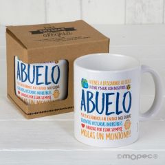 Taza cerámica Abuelo Molas en caja regalo, disponible en varios idiomas
