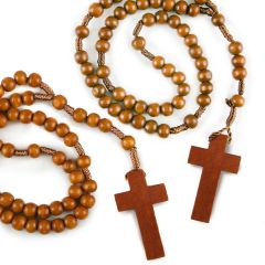 Rosario madera en dos tonos marrones, min.2