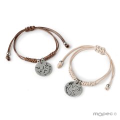 Pulsera beige medalla paloma marfil/marrón mínimo 4