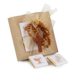 Estuche 2 nap. colgante-rosario madera stdo., min.2