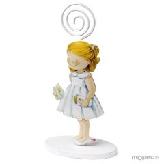 Portafoto metal niña vestido blanco 14cm, min.6