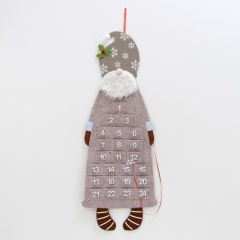 Calendario adviento fieltro Gnomo beige 84cm.