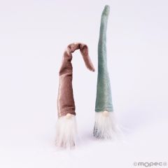 Gnomos de Navidad terciopelo rosa y gris con colgante 22cm