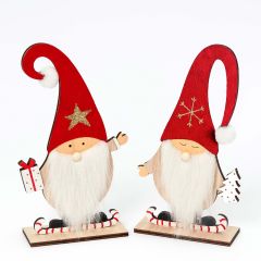 Figura madera Gnomos rojo terciopelo regalo y árbol, stdo.2