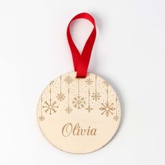 Colgantes de madera para árbol, diseño copos de nieve, 9cm