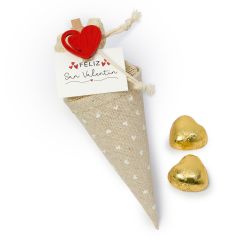 Cono Pinza corazón San Valentín  2cora-choc 6x5x16 cm.