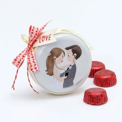 Monedero cremallera pareja música 3 bombones tarjeta Love