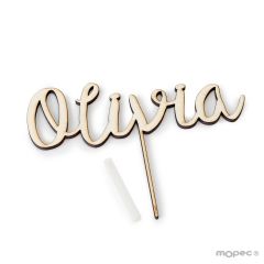 Cake topper madera personalizado 1 nombre 18cm,aprox