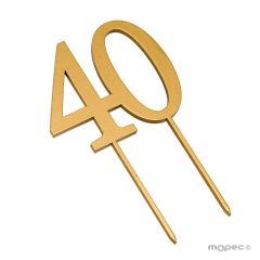 Cake topper 40 en color dorado 12x17cm. WEB PROMO