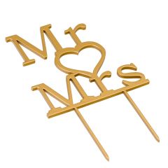 Cake topper de madera para boda, Mr & Mrs 13x21cm.