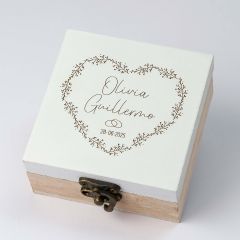 Caja anillos de boda Orla Corazón personalizada 8,5x8,5x4,3cm