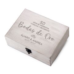 Cofre madera Bodas de Oro personalizado 23x17cm.