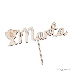Cake topper madera cáliz personalizado 1 nombre 16cm.aprox