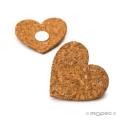 Corazón corcho con adhesivo 6x5,5x0,3cm., min.6