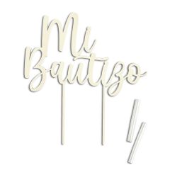 Cake topper madera Mi Bautizo 16x17x0,5cm.