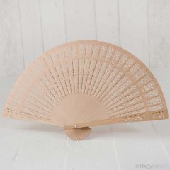 Abanico troquelado madera natural 23cm con borla. min.6