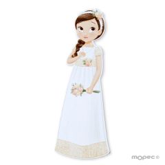 Figura 2D adhesiva niña Comunión romántica, 11cm. min.6