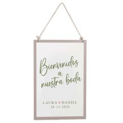 Cuadro de madera Bienvenidos 20x30cm., personalizado
