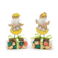 Pollitos madera base tronco caja 16 huevos praliné stdo.2