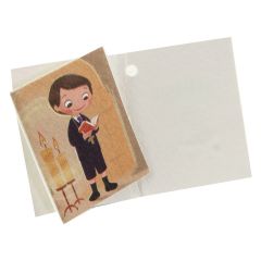 Tarj. librito Comunión niño pantalón corto,precio de 100uds