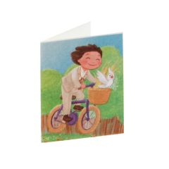 Tarjeta librito Comunión niño en bici, precio 100u.