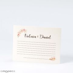 Tarjetón boda Flores personalizable 11x8,4cm min 25