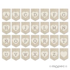 Banderola textura lino corazón para guirnalda 14,6x21,7cm