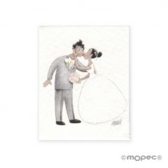 Tarjeta librito novios beso, precio de 100uds