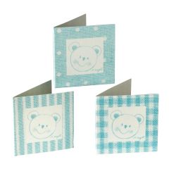 Tarjeta osito topos, rayas y cuadros. Precio x 102 uds