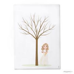 Lámina de firmas de Comunión niña paloma