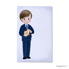 Estampa niño Comunión traje azul y biblia, precio 25u.