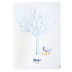 Lámina árbol huellas Pit&Pita cochecito niño 29,5x42cm.