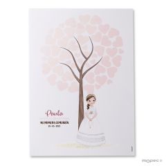 Lámina firmas niña Comunión con rosario 42x29,5cm