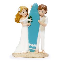Figura pastel novios surferos 13,5 x 19cm.