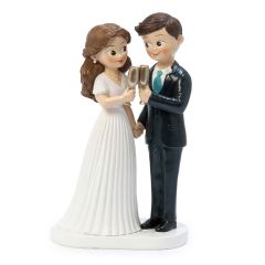 Figura pastel novios brindis novio moreno