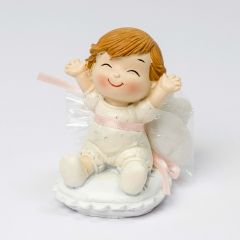 Figura bebé Pop &Fun cojín lazo rosa  3 peladillas choc 7 cm