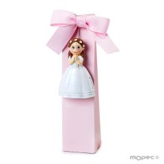 Imán niña Comunión vestido largo y corona con 3 peladillas