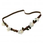 Diadema/corona flores marfil con elástico 23cm.