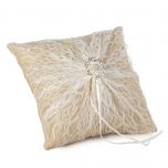 Cojín alianzas burlap con blonda broche perlas 20x20cm