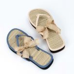 Flip flop bambú en azul/rosa talla M decoradas, min.2