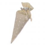 Cono-bolsa  broche corazones strass con 2 bombones